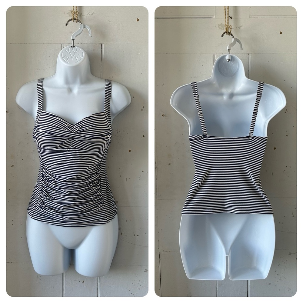 Nip Tuck Sorrento Nautical Stripe Tankini Swim Top Swimsuit